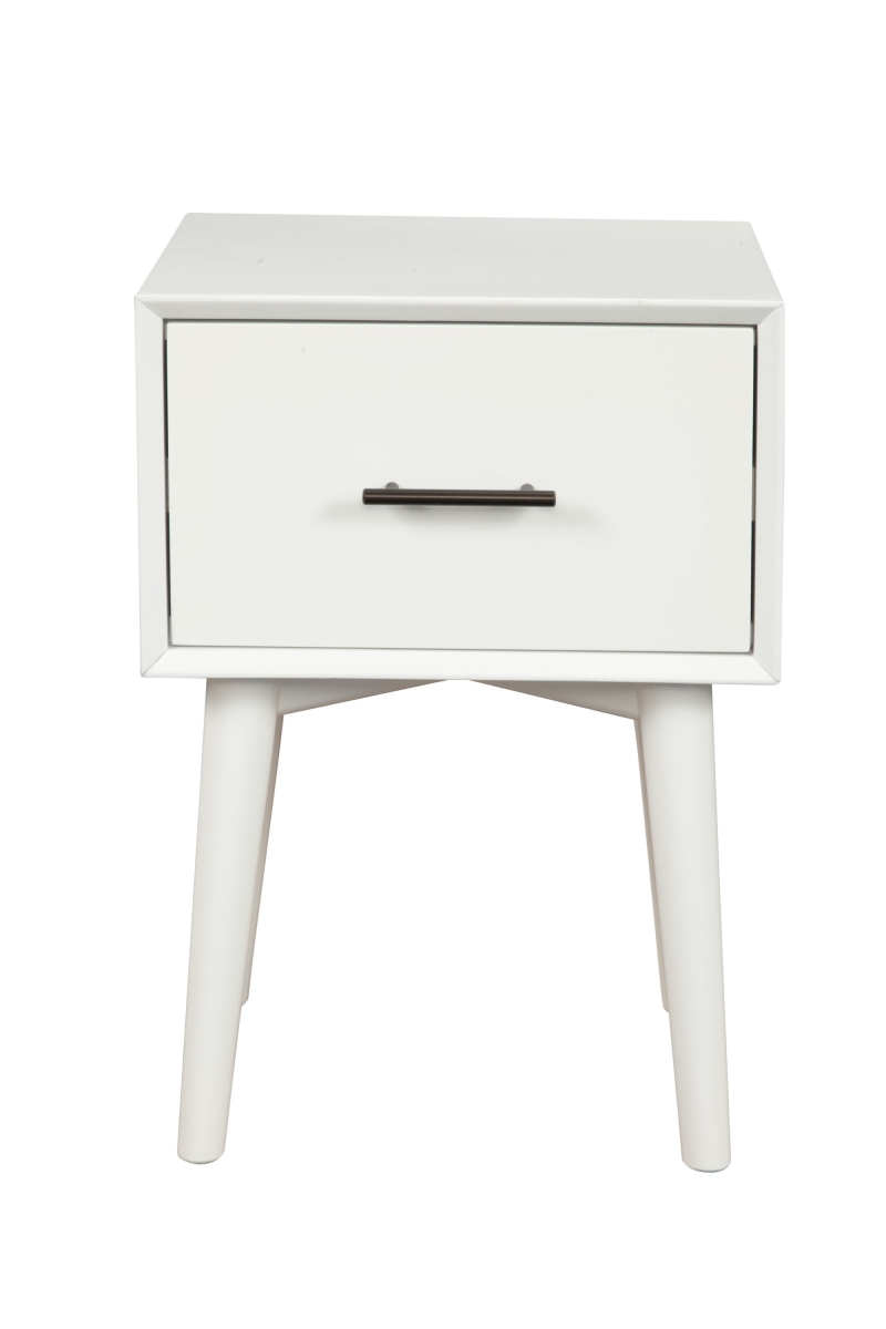 524166 27 in. Solid Manufactured Wood End Table with Drawer, White