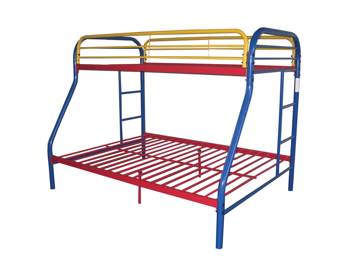 Home Roots Furniture 286577 60 X 78 X 54 In. Metal Tube Twin Full Bunk Bed - Rainbow