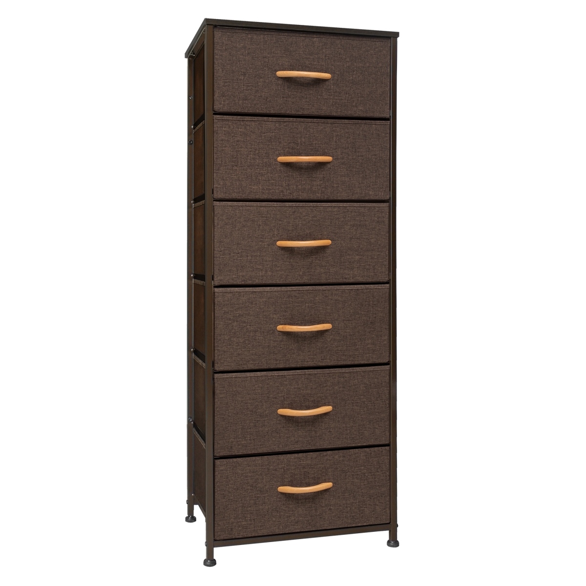 484696 18 in. Brown Steel & Fabric Six Drawer Chest