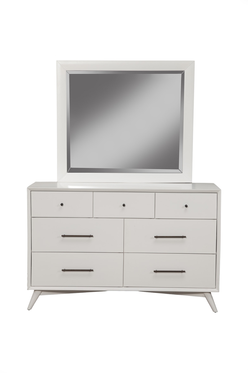 56 in. White Solid Wood Seven Drawer Double Dresser