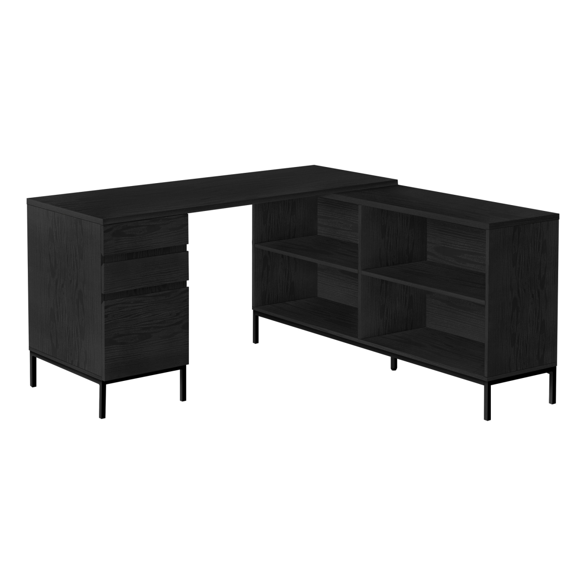 60 in. L Shape Executive Desk, Black
