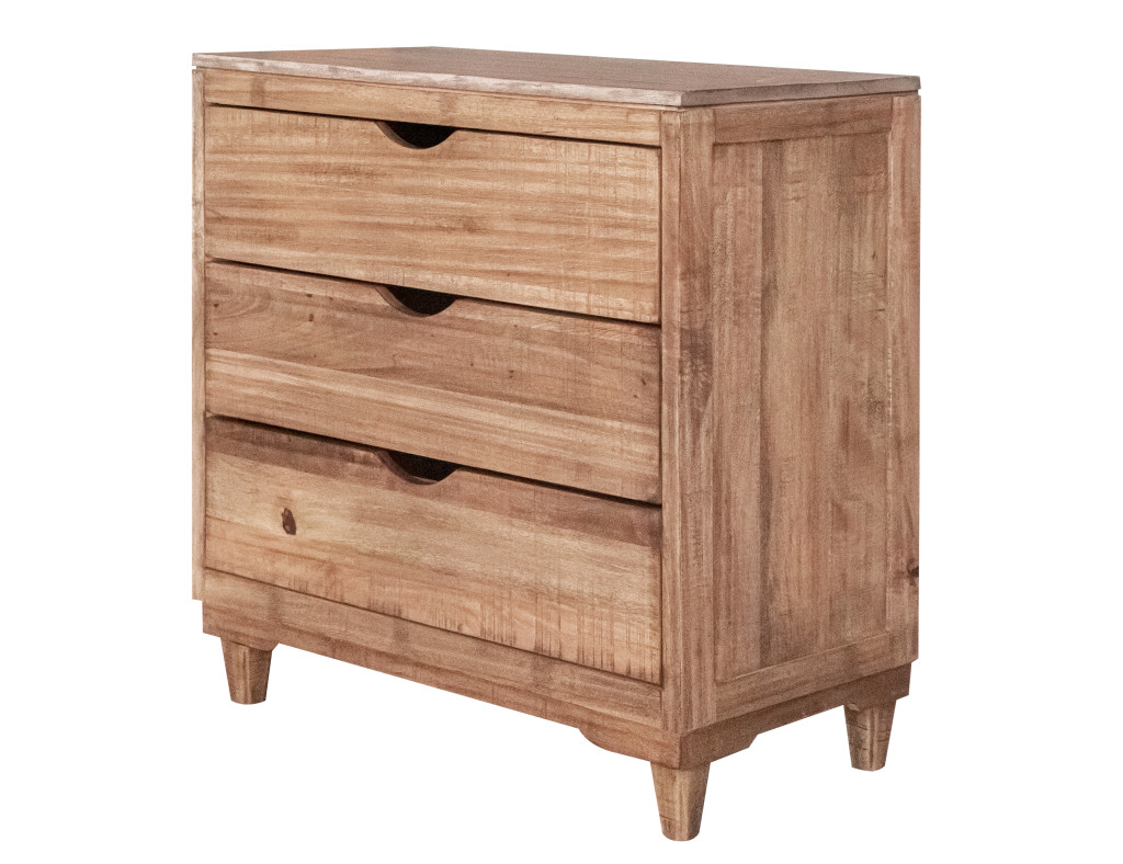 36 in. Solid Wood Three Drawer Chest, Natural