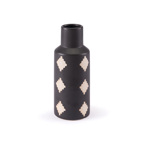 Home Roots Decor 295560 10.8 X 4.3 X 4.3 In. Ceramic Bottle Small - Black & Beige