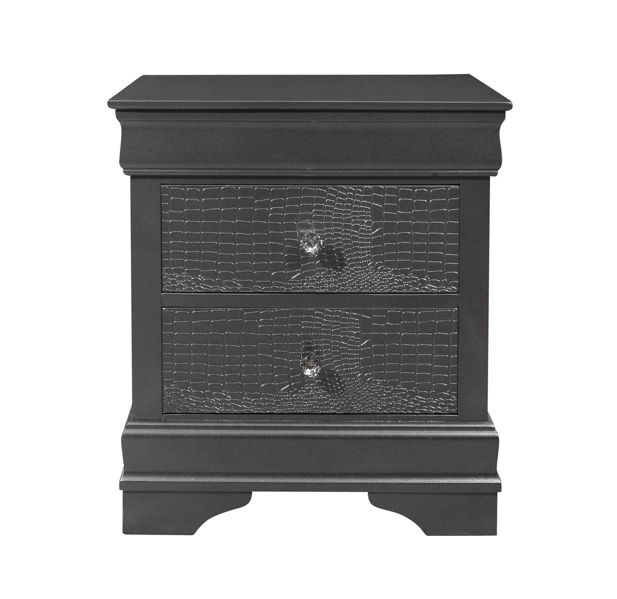 24 in. Shagreen Two Drawer Solid Wood Nightstand, Gray