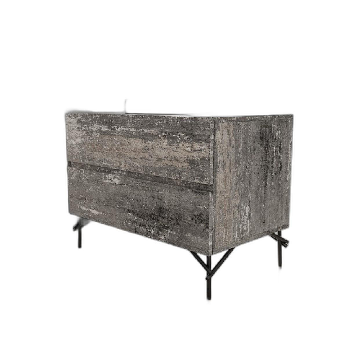 491590 21 in. Distressed Gray Two Drawer Nightstand