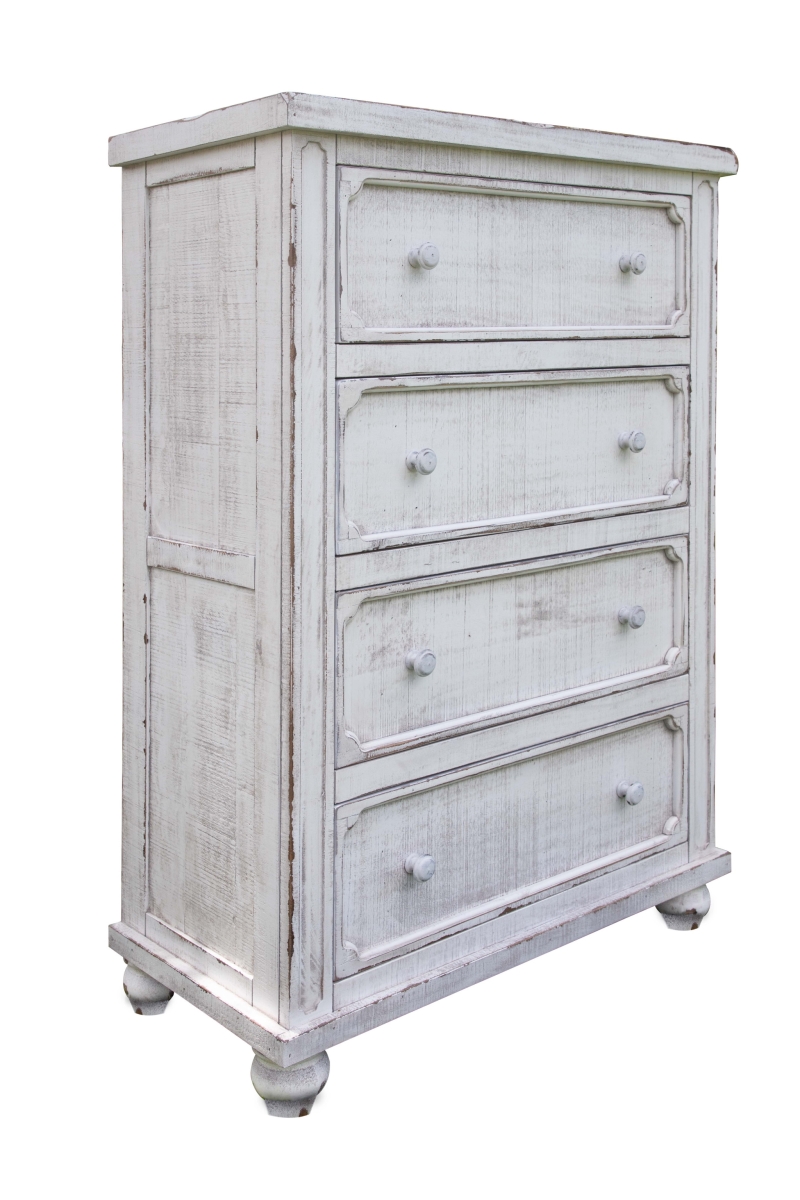37 in. Solid Wood Four Drawer Chest, Antiqued White