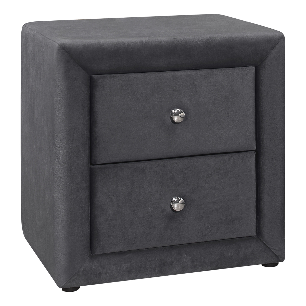 489768 21 in. Velvet Two Drawer Nightstand, Dark Gray