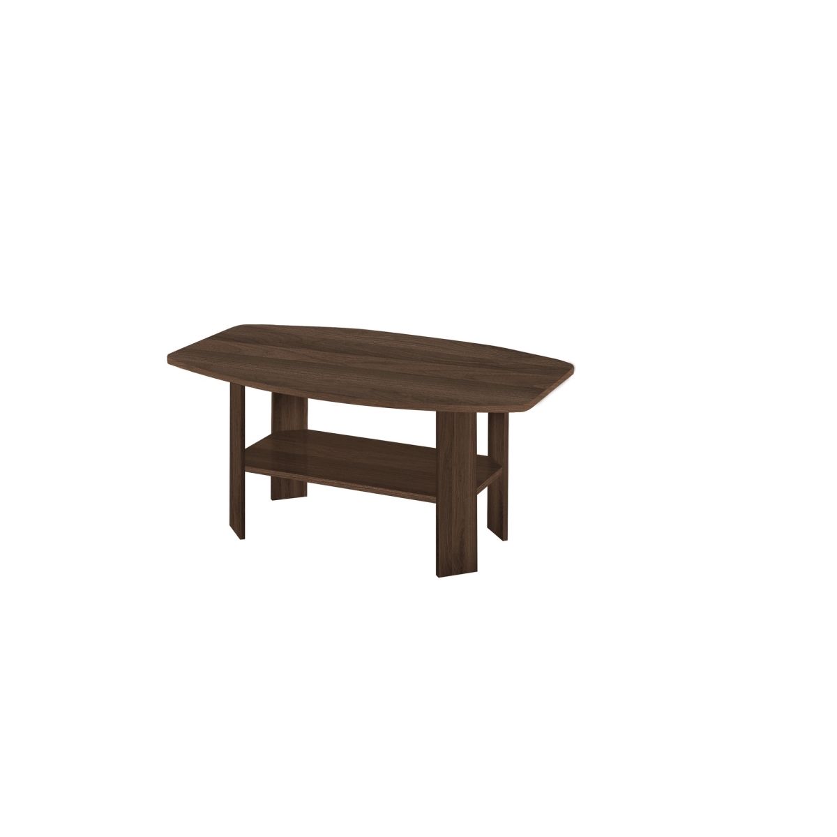 36 in. Rectangular Coffee Table with Three Shelves, Dark Walnut - Set of 3