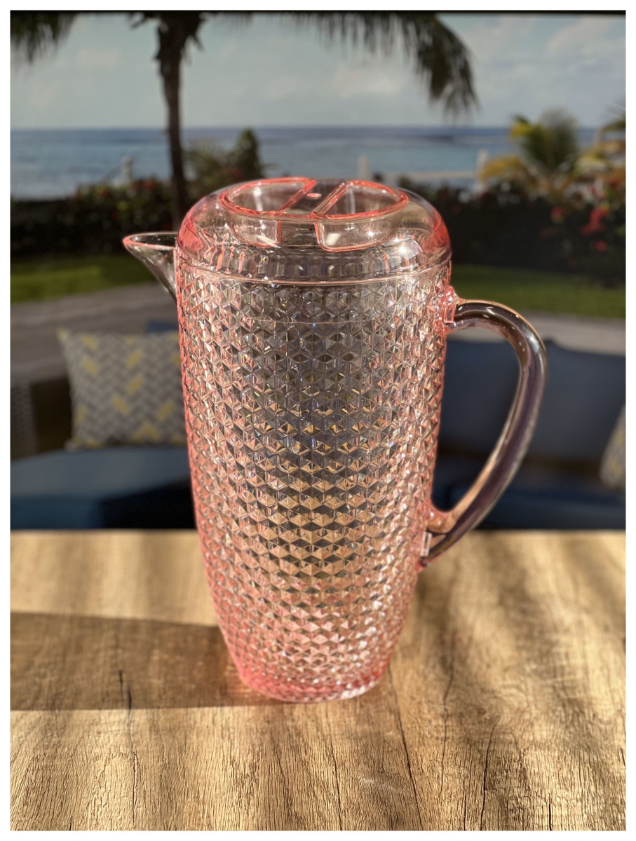 Picture of HomeRoots 523316 2.5 qt. Diamond Acrylic Pitcher, Pink