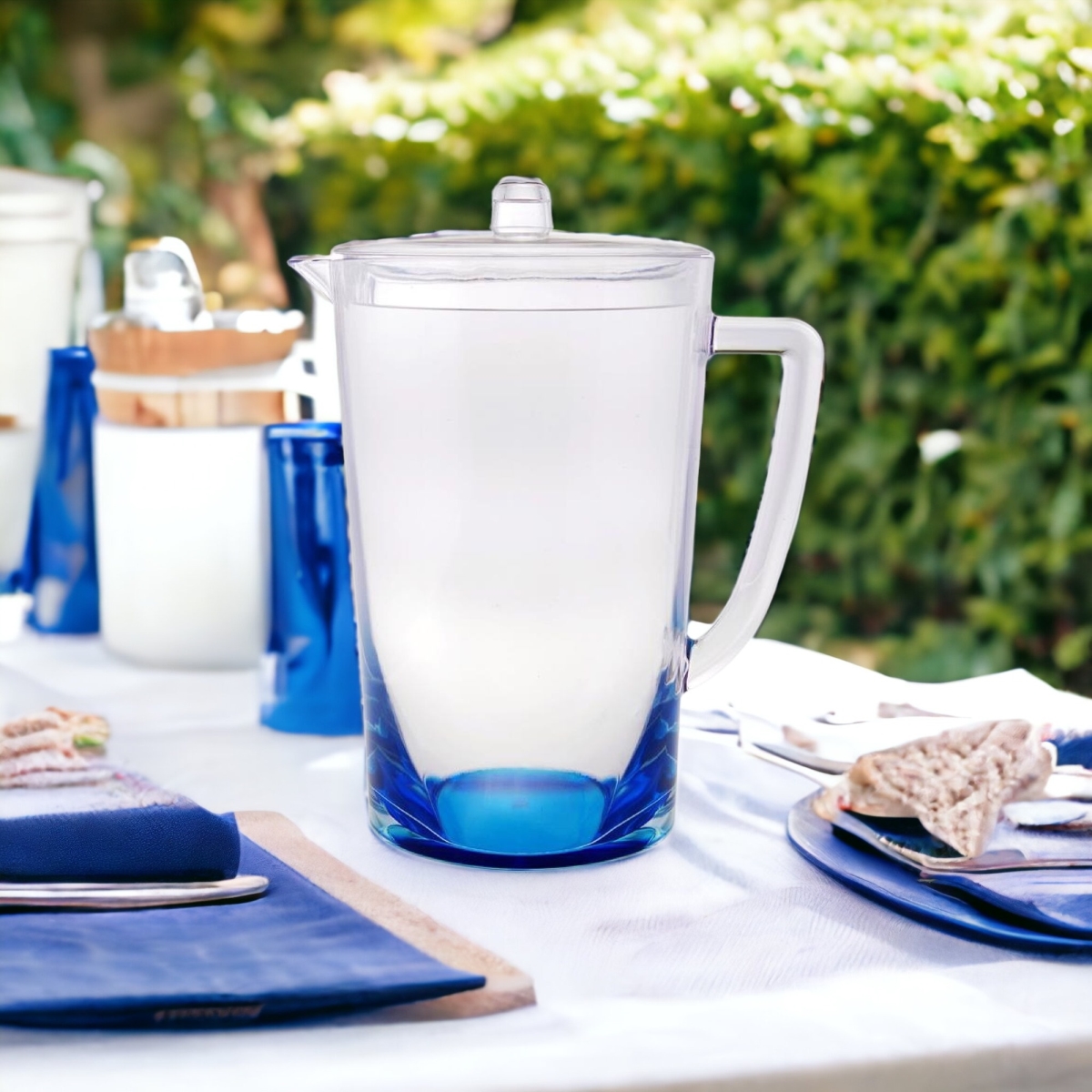 Picture of HomeRoots 523325 2.75 qt. Acrylic Pitcher, Clear & Blue