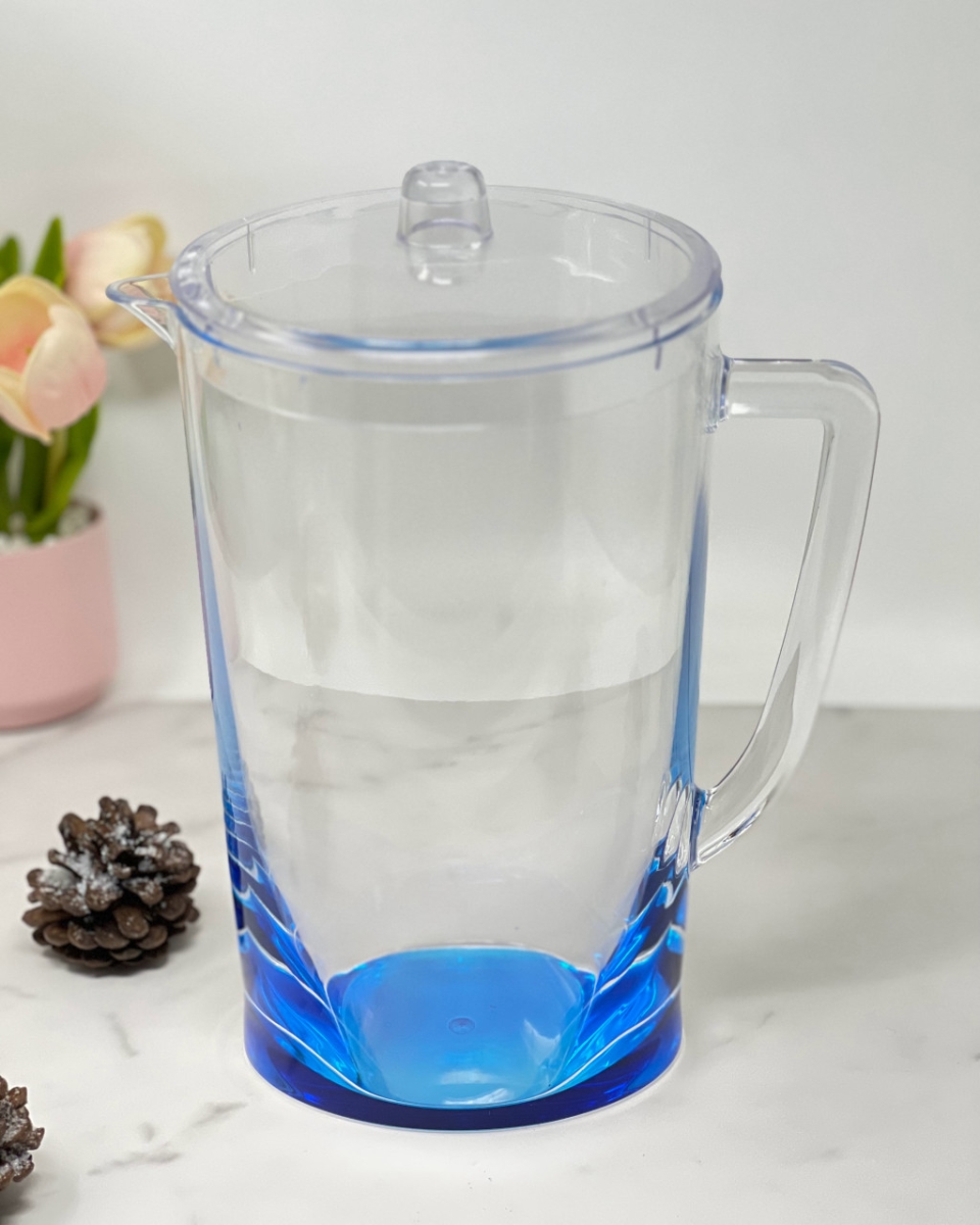 Picture of HomeRoots 523325 2.75 qt. Acrylic Pitcher, Clear & Blue