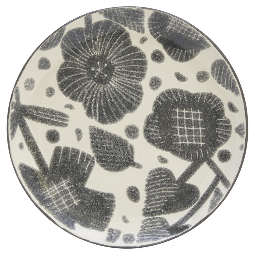 Picture of HomeRoots 534529 Round Floral Ceramic Service for Four Dinnerware Set, Gray & Ivory - 16 Piece