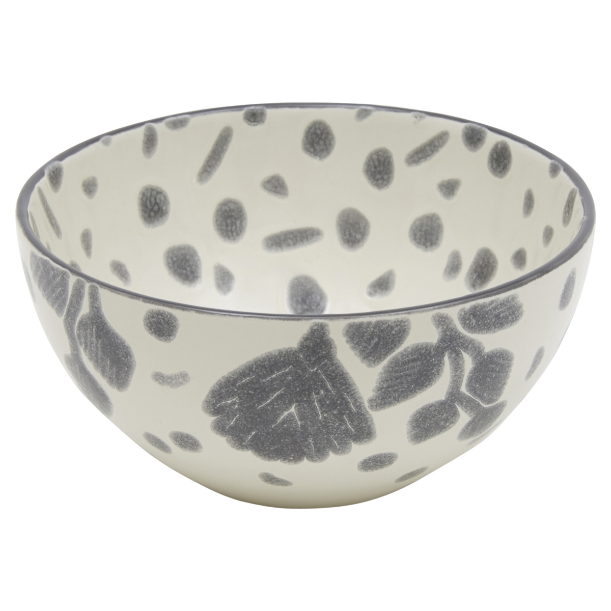 Picture of HomeRoots 534529 Round Floral Ceramic Service for Four Dinnerware Set, Gray & Ivory - 16 Piece