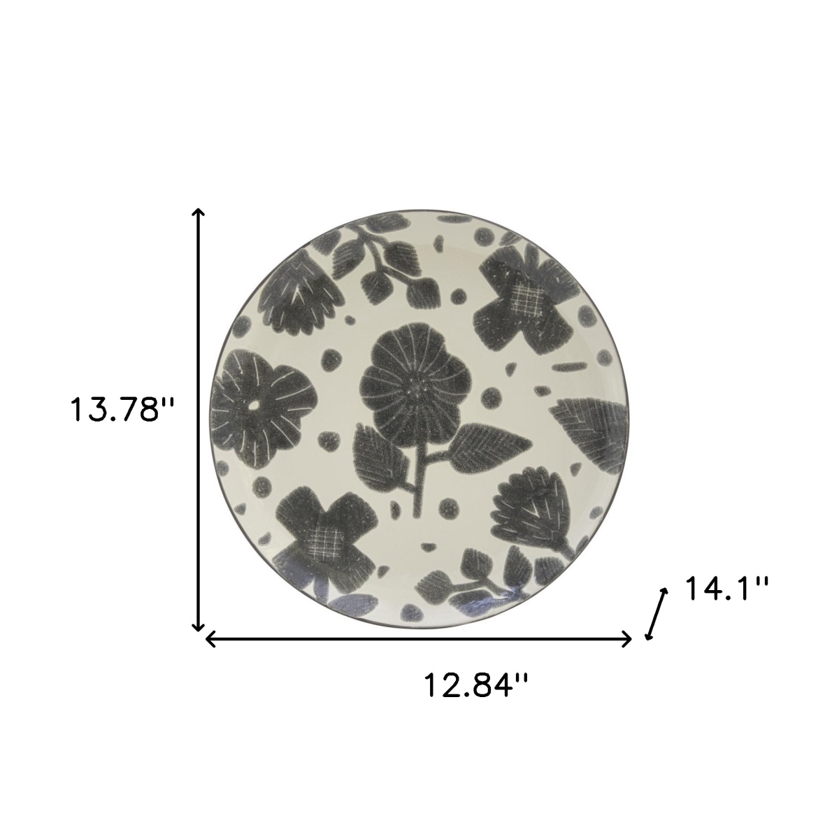 Picture of HomeRoots 534529 Round Floral Ceramic Service for Four Dinnerware Set, Gray & Ivory - 16 Piece