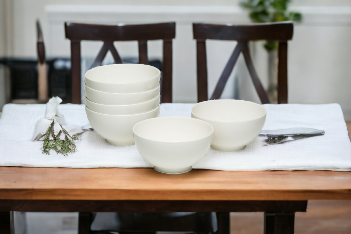 Picture of HomeRoots 483486 Porcelain Service for Six Bowl Set, White - 6 Piece