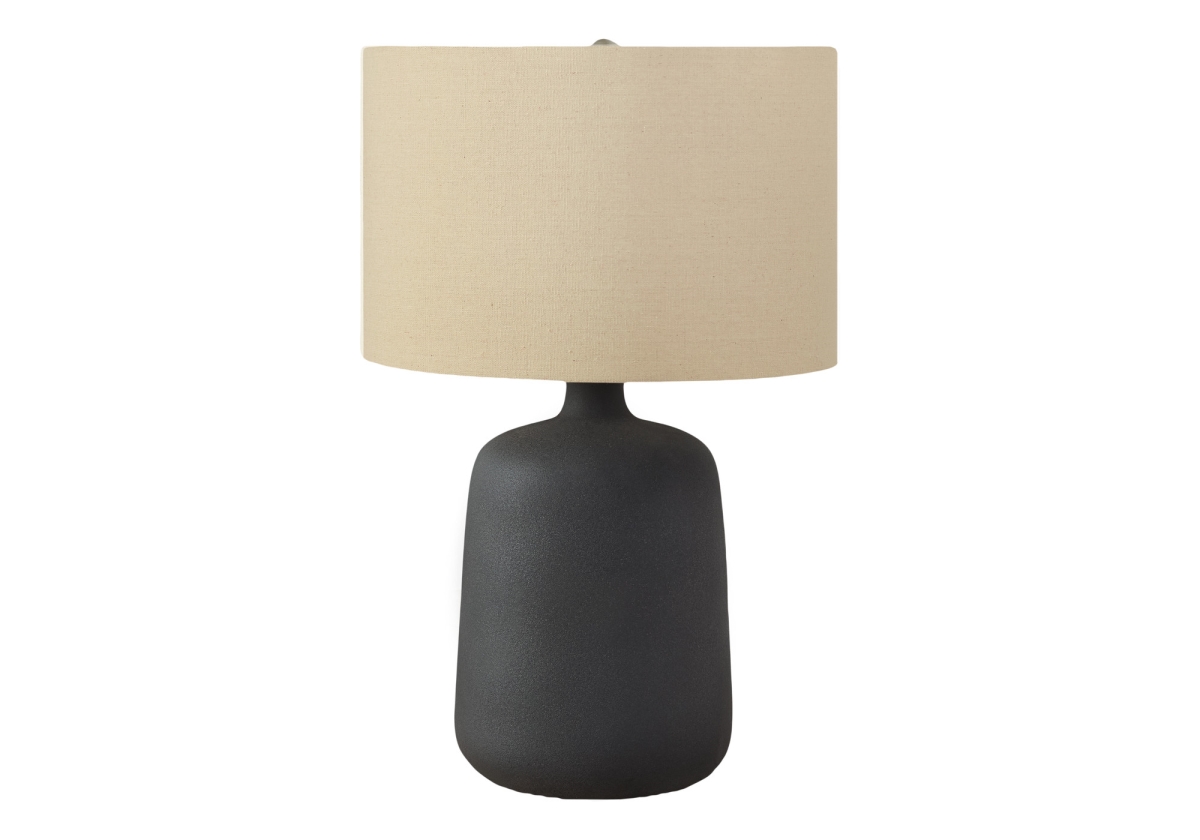 UPC 722985609978 product image for 24 in. Black Ceramic Round Table Lamp with Beige Drum Shade | upcitemdb.com