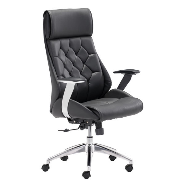 Home Roots Furniture 248985 46.6-49 X 28.7 X 29 In. Leatherette Chromed Stainless Steel Office Chair - Black