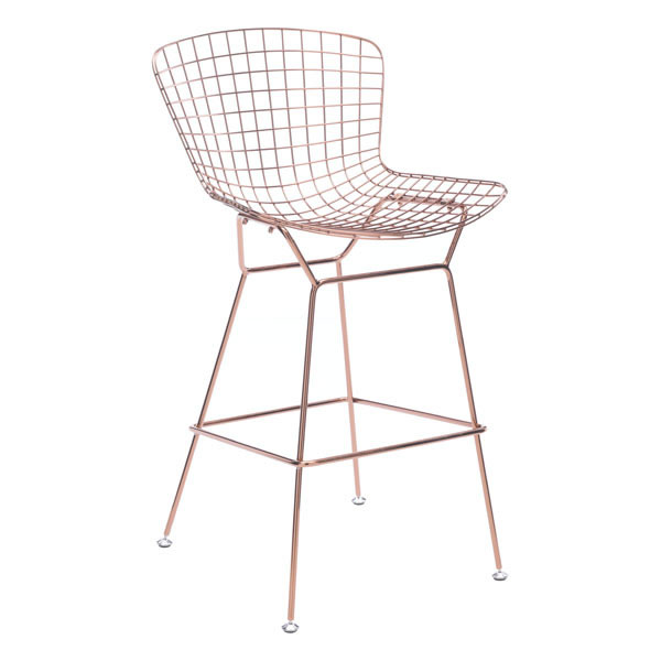 Home Roots Furniture 248814 40 X 21.3 X 23 In. Chromed Stainless Steel Wire Bar Chair - Rose Gold, Set Of 2