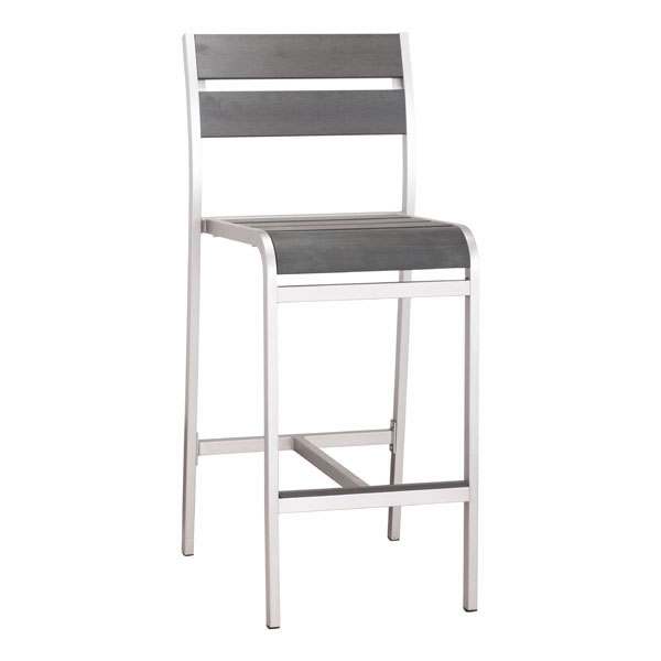 Home Roots Furniture 249175 44 X 19.3 X 23 In. Faux Wood Brushed Aluminum Bar Armless Chair, Set Of 2