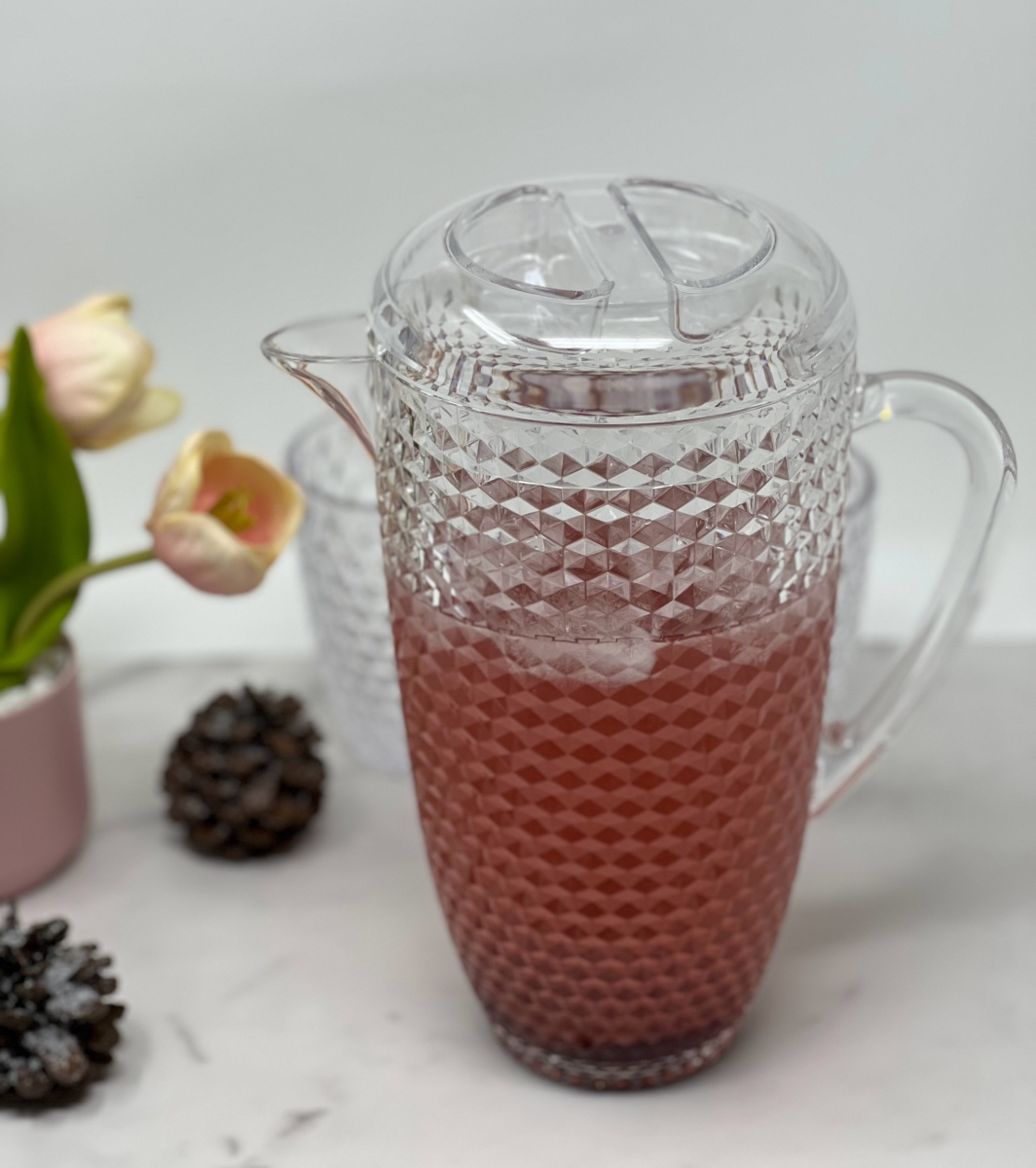Picture of HomeRoots 523314 2.5 qt. Diamond Acrylic Serving Pitcher, Clear