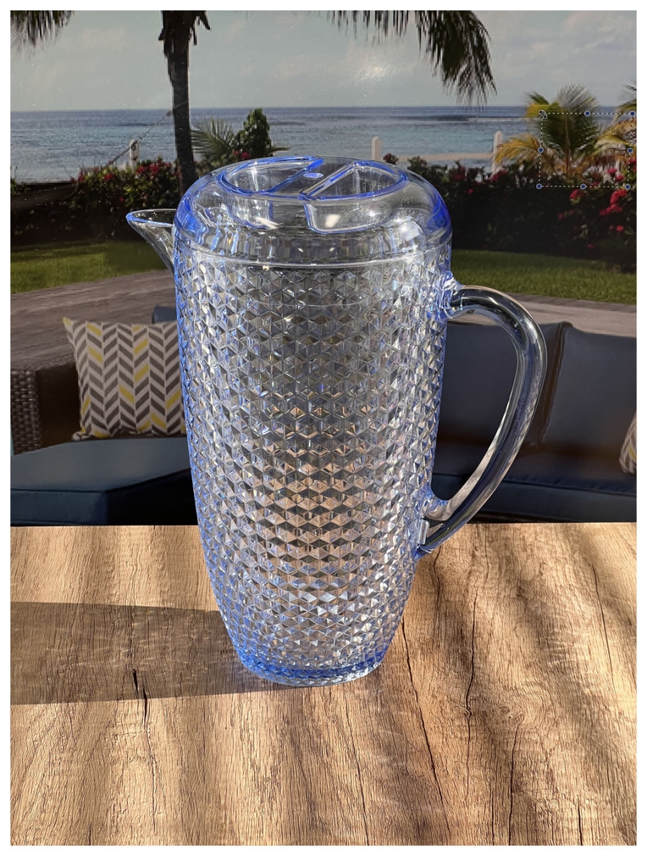 Picture of HomeRoots 523315 2.5 qt. Diamond Acrylic Pitcher, Blue