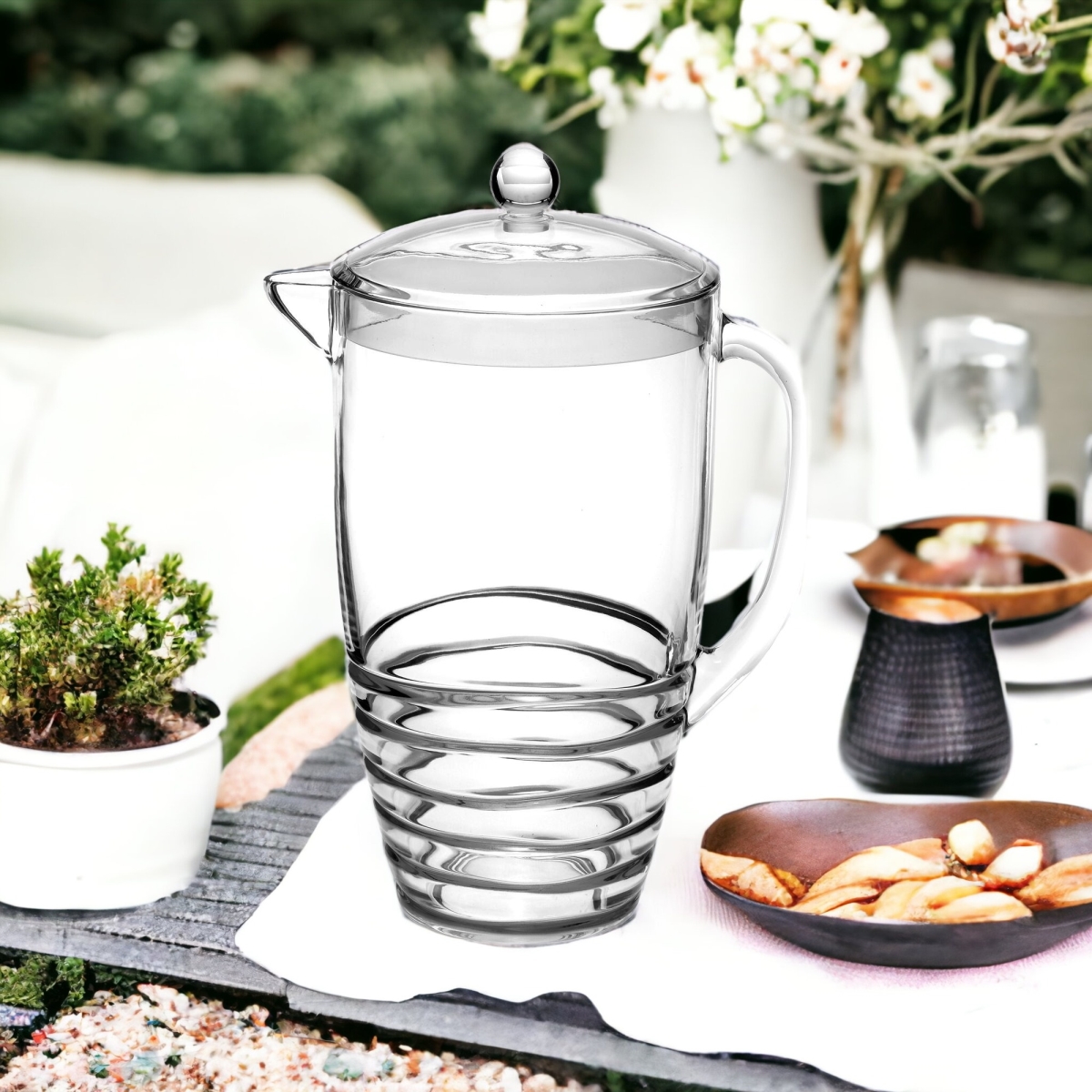 Picture of HomeRoots 523321 2.5 qt. Swirl Acrylic Pitcher, Clear