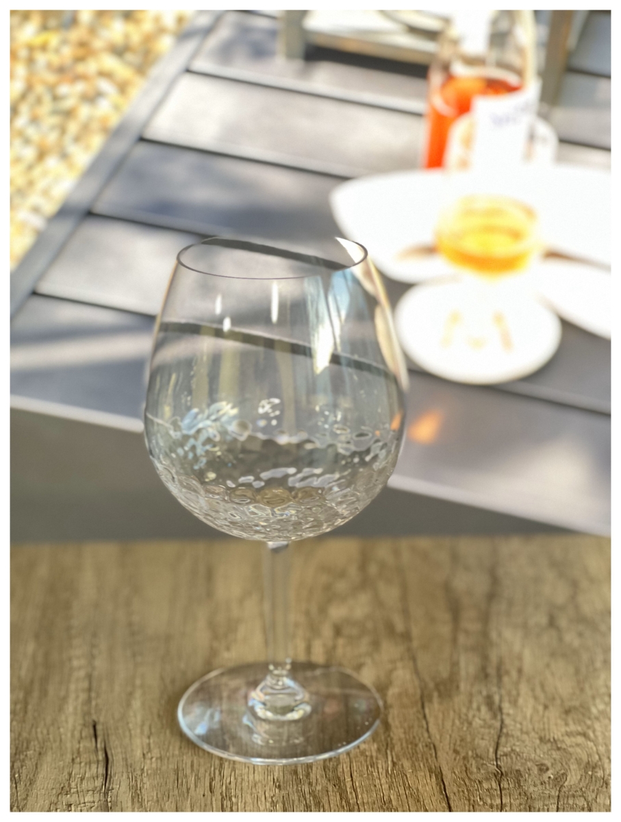 Picture of HomeRoots 521137 Dimpled Tritan Plastic Balloon or Round Bowl Stemmed All Purpose Wine Glasses, Clear - Set of 4