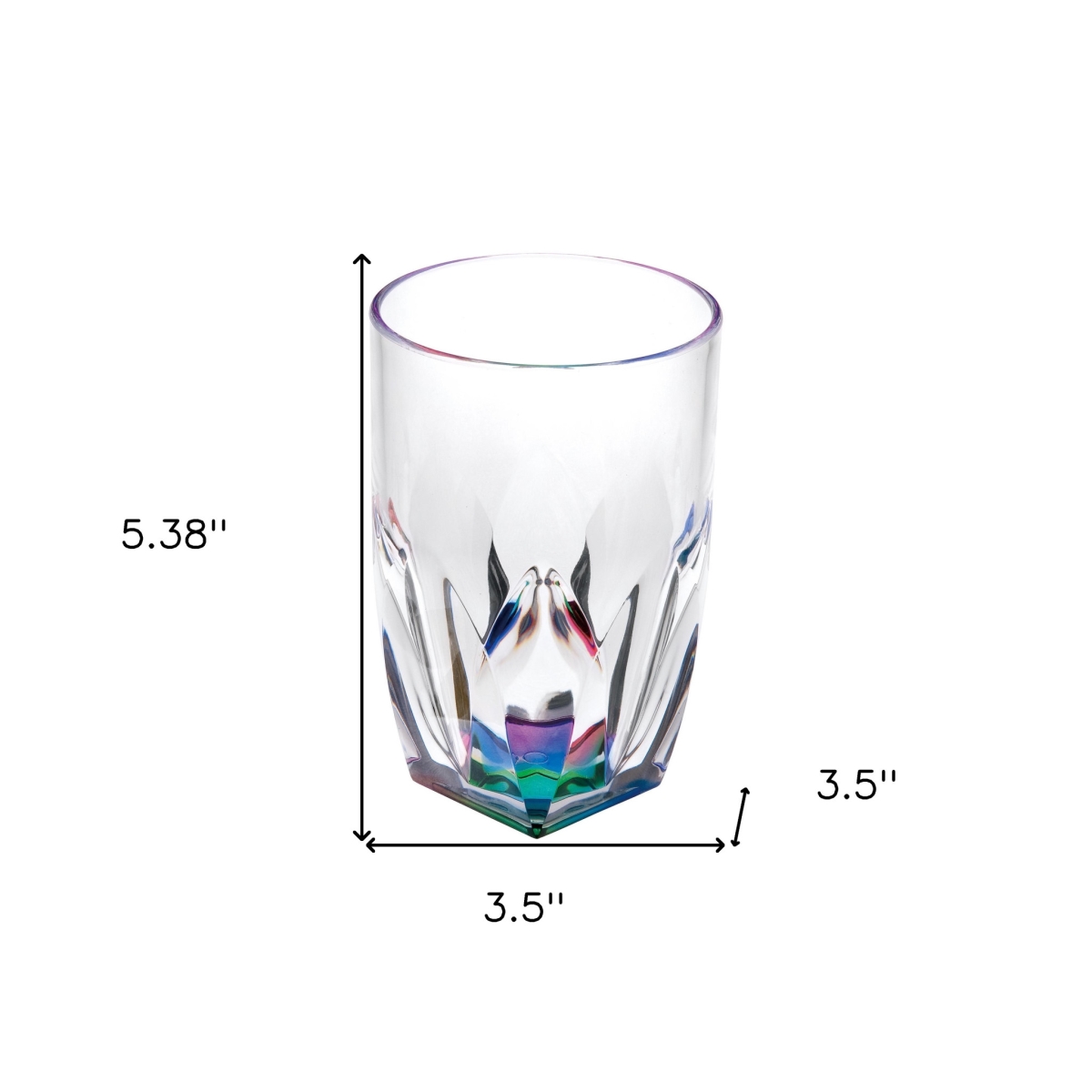 Picture of HomeRoots 521173 Geometric Acrylic Highball Glasses, Clear & Rainbow - Set of 4