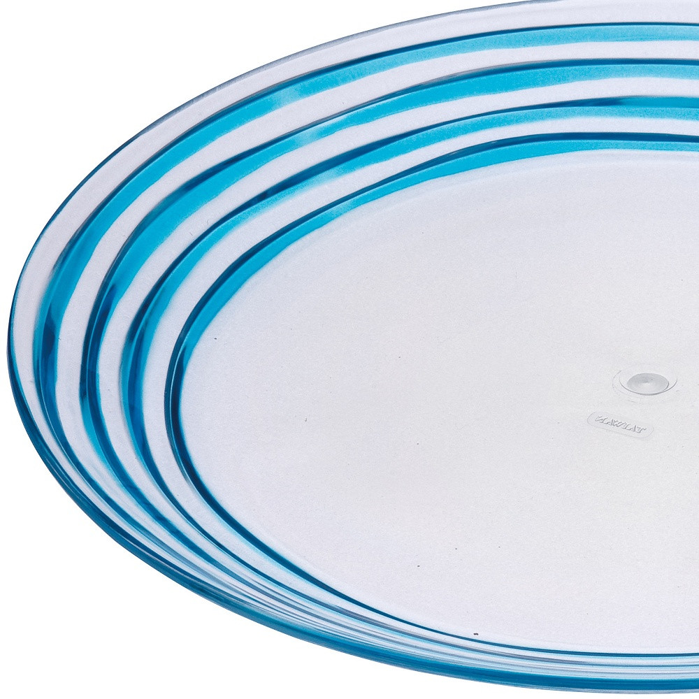 Picture of HomeRoots 520896 Swirl Acrylic Service for Four Dinner Plate Set, Clear & Blue - 4 Piece