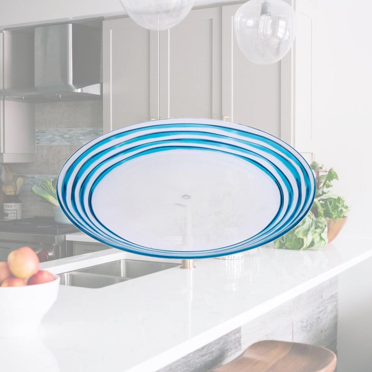 Picture of HomeRoots 520896 Swirl Acrylic Service for Four Dinner Plate Set, Clear & Blue - 4 Piece