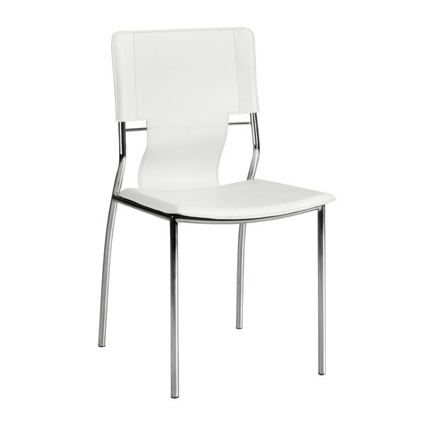 Home Roots Furniture 249093 33 X 17 X 20 In. Leatherette Chromed Stainless Steel Dining Chair - White, Set Of 4