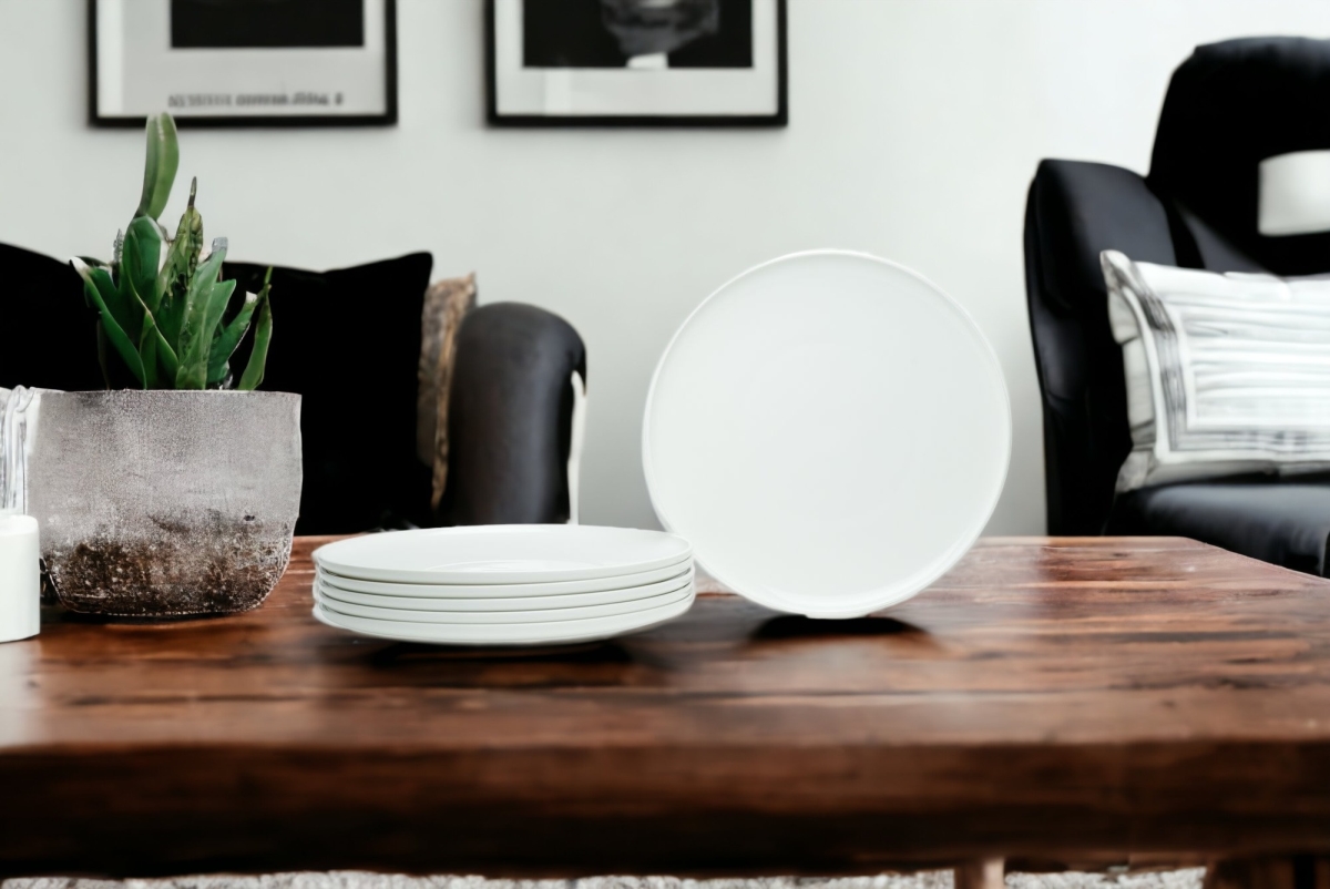 Picture of HomeRoots 483483 Round Coupe Porcelain Service for Six Dinner Plate Set, White - 6 Piece