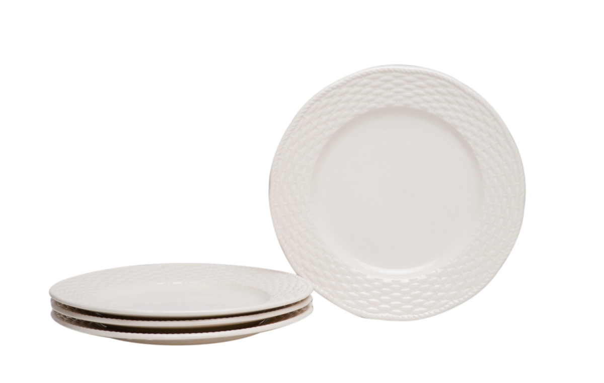 Picture of HomeRoots 483499 Round Weave STO Are Service for Four Salad Plate Set, White - 4 Piece