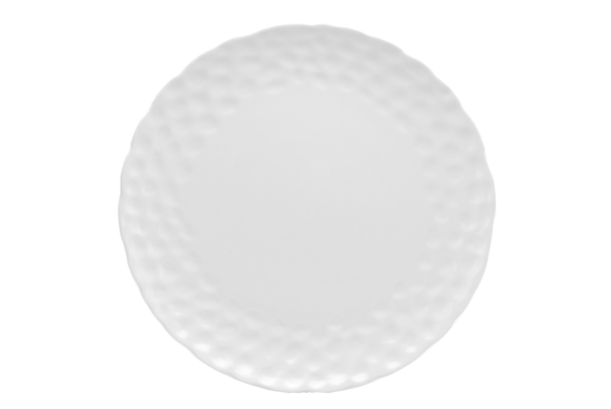 Picture of HomeRoots 483507 Round Pebbled Porcelain Service for Six Dinner Plate Set, White - 6 Piece