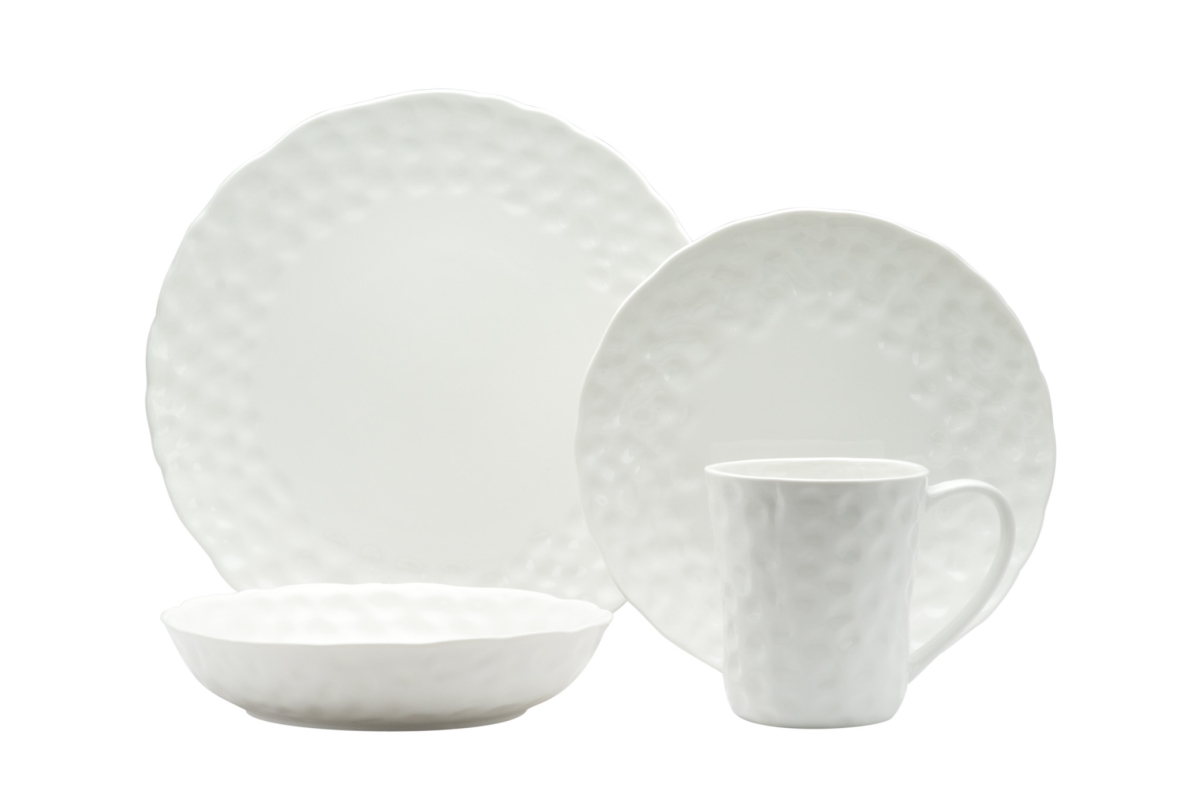 Picture of HomeRoots 483507 Round Pebbled Porcelain Service for Six Dinner Plate Set, White - 6 Piece