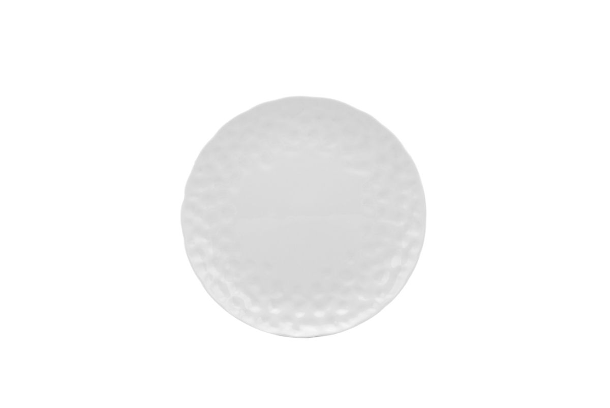 Picture of HomeRoots 483508 Round Pebbled Porcelain Service for Six Salad Plate Set, White - 6 Piece