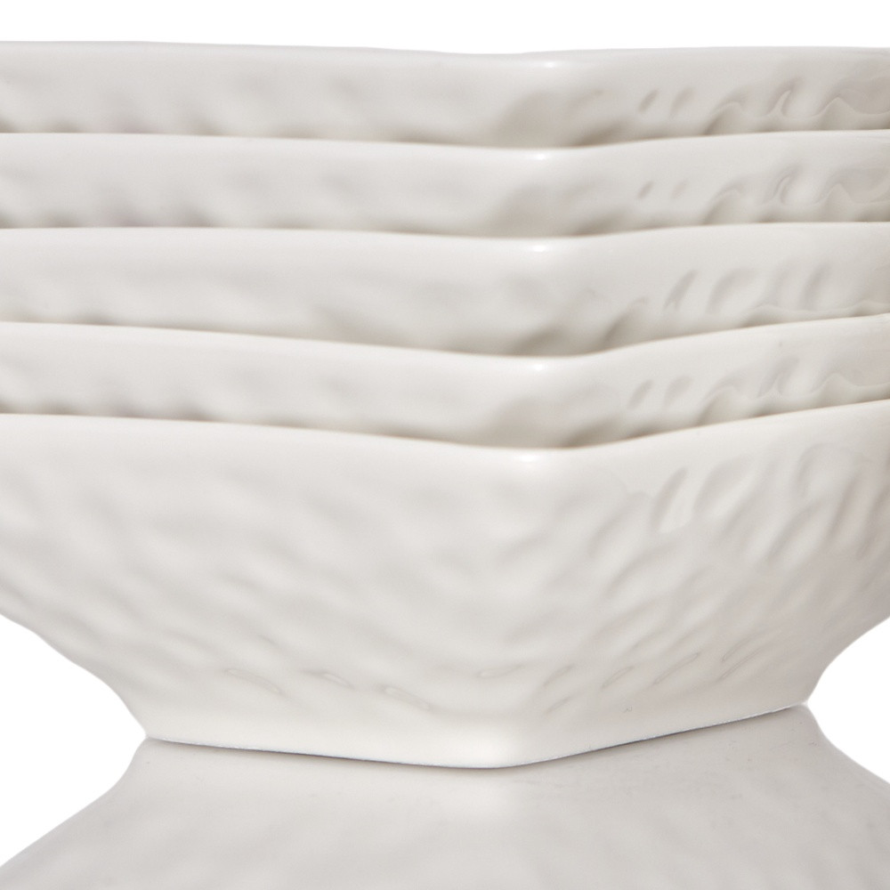 Picture of HomeRoots 483513 Pebbled Porcelain Service for Six Bowl Set, White - 6 Piece