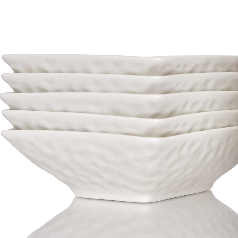 Picture of HomeRoots 483513 Pebbled Porcelain Service for Six Bowl Set, White - 6 Piece