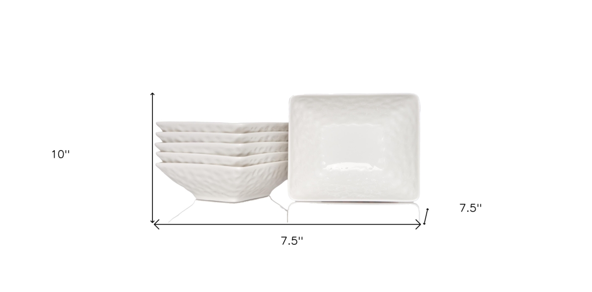 Picture of HomeRoots 483513 Pebbled Porcelain Service for Six Bowl Set, White - 6 Piece