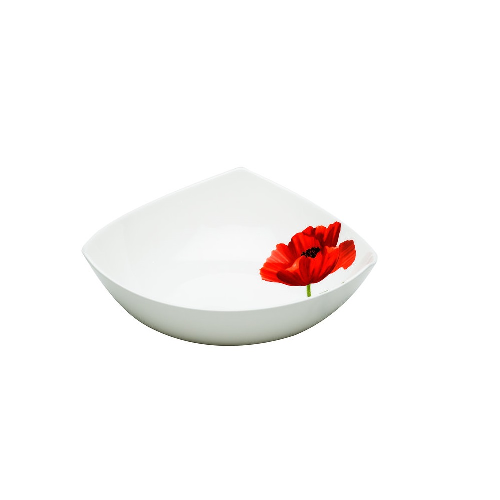 Picture of HomeRoots 483517 Square Floral Bone China Dinnerware Set, Red & White - 4 Piece