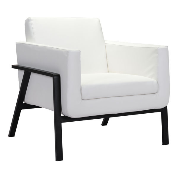 Home Roots Furniture 296296 32.7 X 31.1 X 29.7 In. Leatherette Painted Stainless Steel Lounge Chair - White