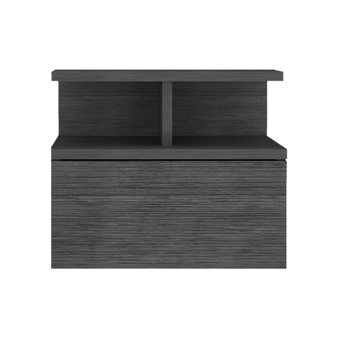 546380 13 in. Dark Gray One Drawer Faux Wood Floating Nightstand
