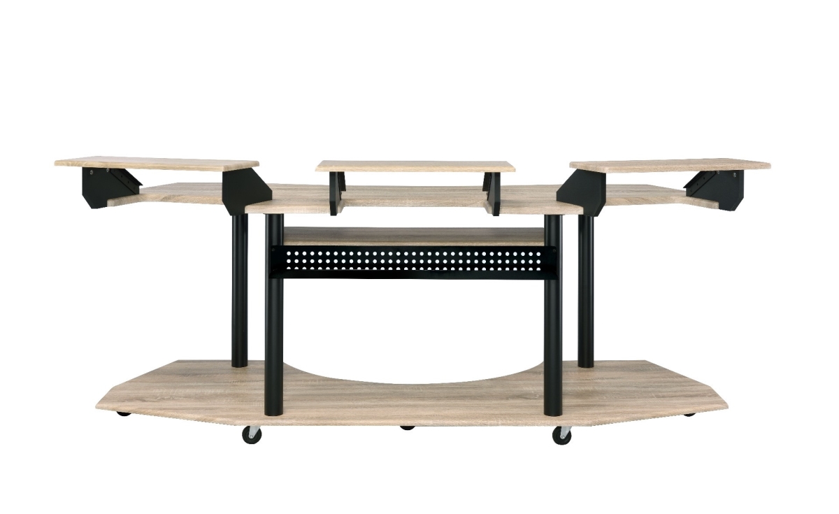 491454 83 in. Unique Computer Desk, Natural & Black