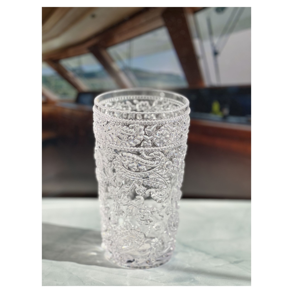 Picture of HomeRoots 521168 Paisley Acrylic Stemless Highball Glass, Clear - Set of 4