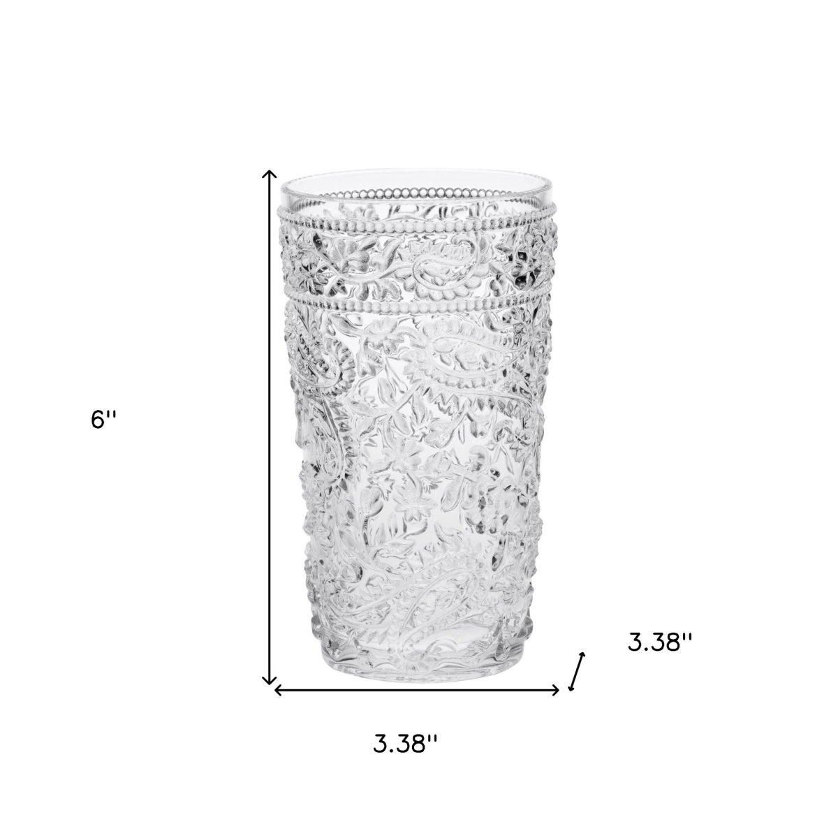 Picture of HomeRoots 521168 Paisley Acrylic Stemless Highball Glass, Clear - Set of 4
