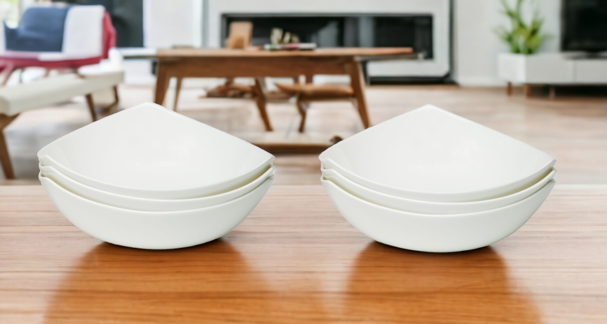 Picture of HomeRoots 483494 Triangle Bone China Service for Six Bowl Set, White - 6 Piece