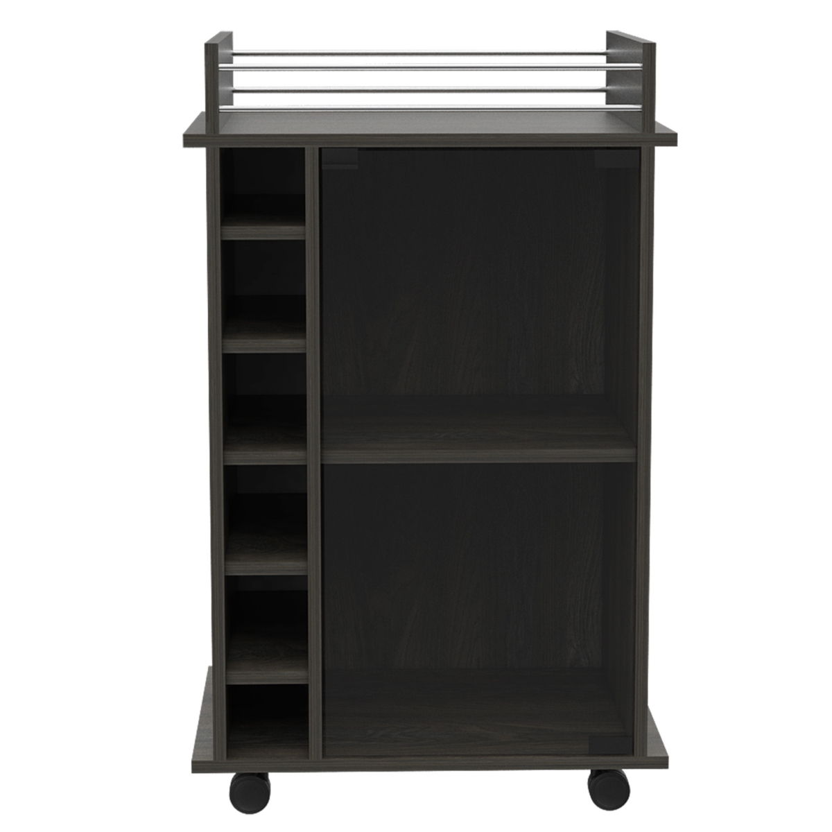 Rolling Bar Cart with Wine Storage, Espresso