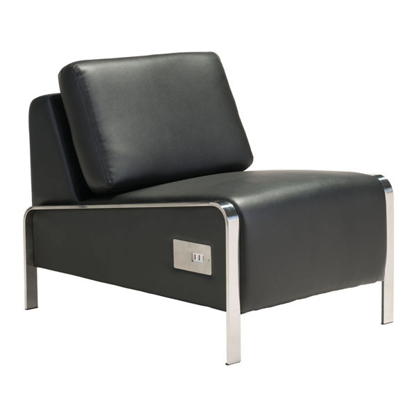 Home Roots Furniture 296385 27 X 24 X 34 In. Leatherette Stainless Steel Armless Chair - Black