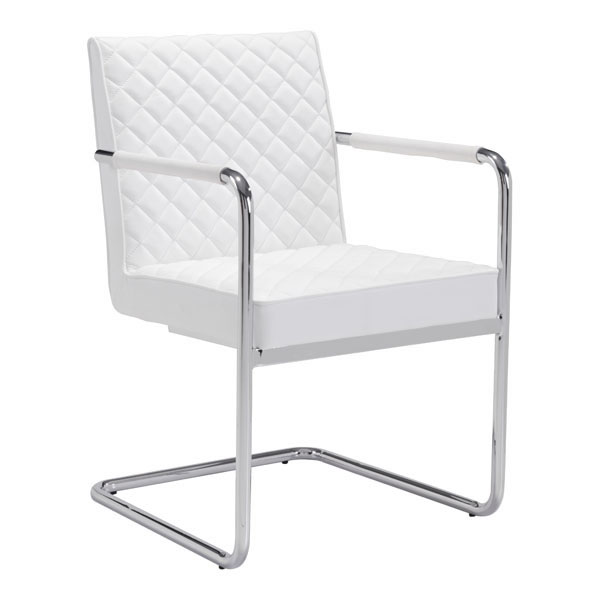 Home Roots Furniture 248713 33.9 X 22 X 23 In. Leatherette Chromed Stainless Steel Dining Chair - White, Set Of 2