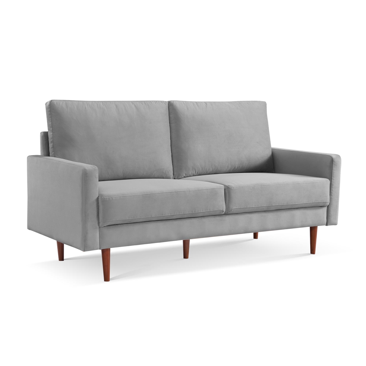 543715 69 in. Velvet Sofa, Gray & Dark Brown